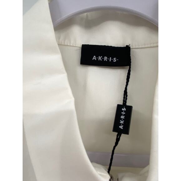 Akris Ecru White Belted Sleeveless Poplin Cape Back Tunic Blouse Size 12 NWT - Picture 5 of 7